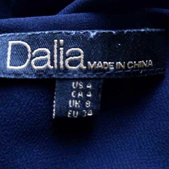 Dalia Dress Size 4 Navy Blue Drawstring Waist Long Sleeve, Knee Length, Casual - Picture 4 of 8